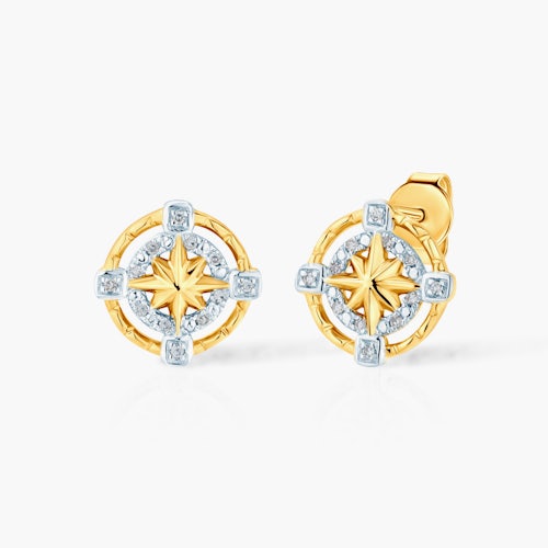 Kolczyki róża wiatrów Savicki: złote, diamenty